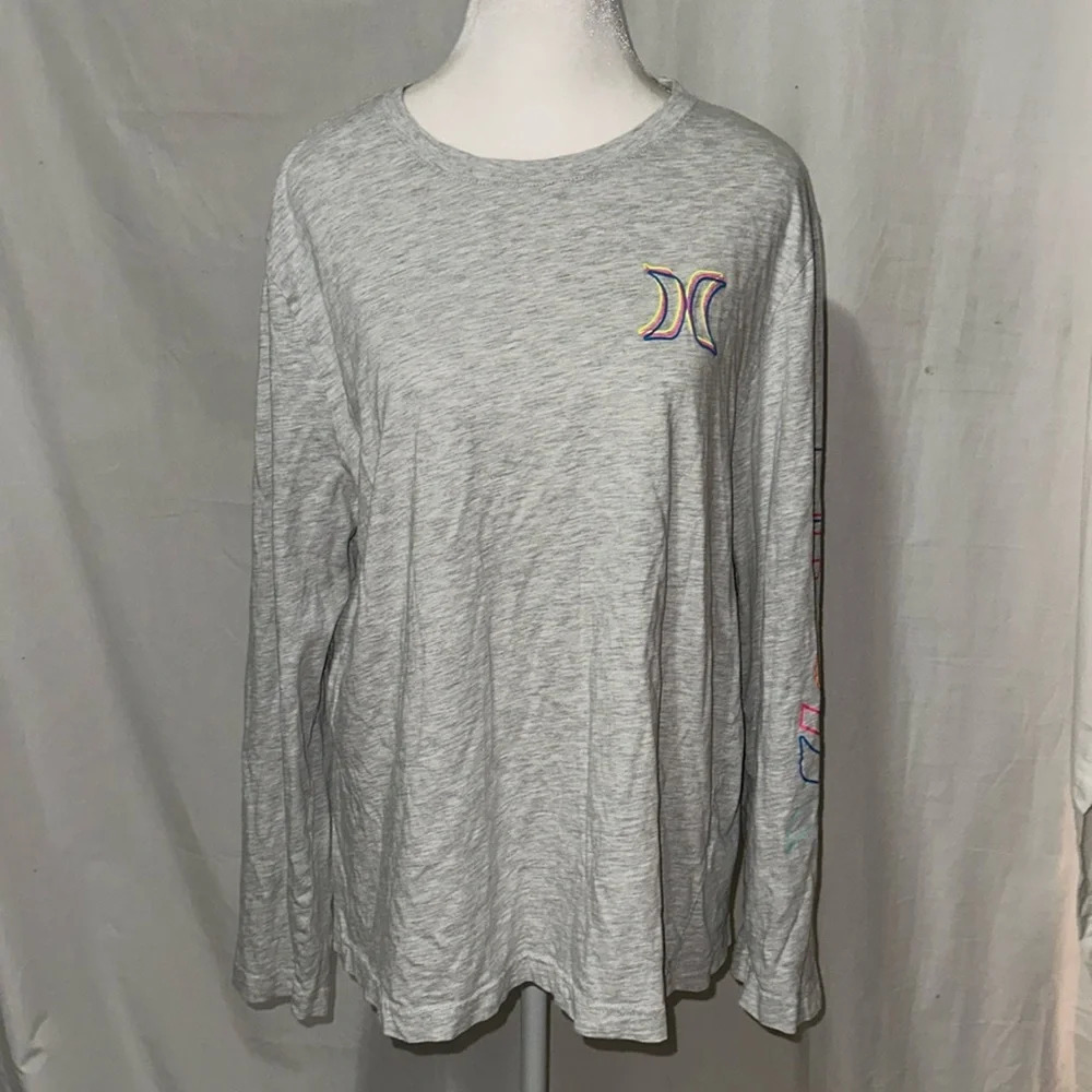 neon & heathered gray Hurley long sleeve shirt size large